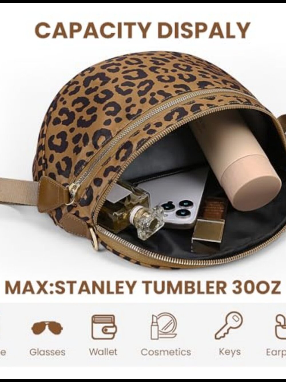 Leopard Print Crossbody Bag Nylon Waist Bag Fanny Pack Adjustable Strap - Picture 4 of 5